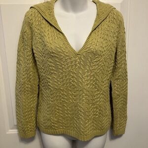 TALBOTS Size Small Petite SP Chartreuse Yellow‎ Green Sweater Long Sleeve Womens